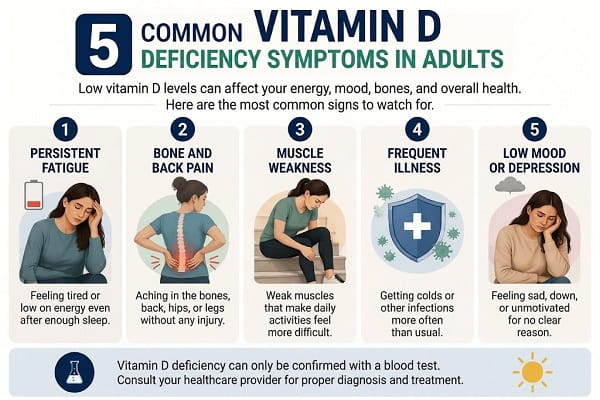 Vitamin D Deficiency Symptoms in Adults: Signs, Causes, and When to Seek Help;